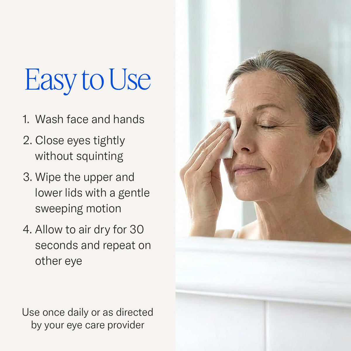 Cliradex Natural Eyelid Towelettes used on eyelids
