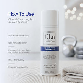 CLn SportWash application on skin