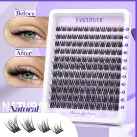 Close-up of 10-16mm C curved lash clusters in kit