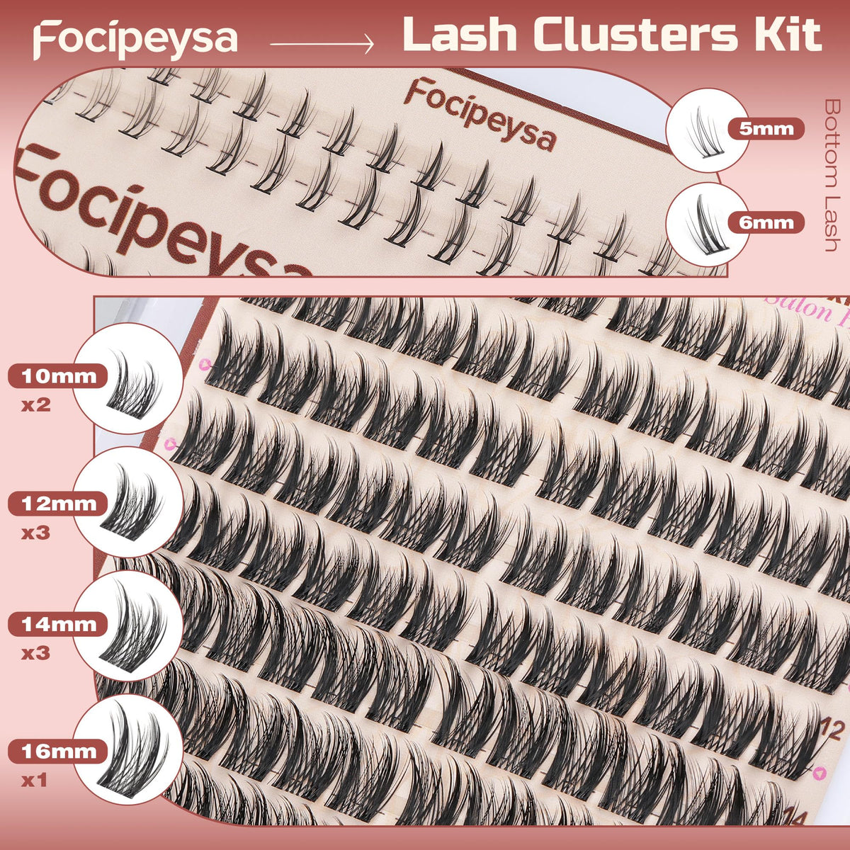 Close-up of 10-16mm wispy lash extensions
