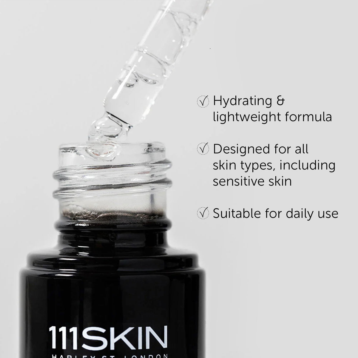 Close-up of 111SKIN Black Diamond Vitamin C Serum bottle