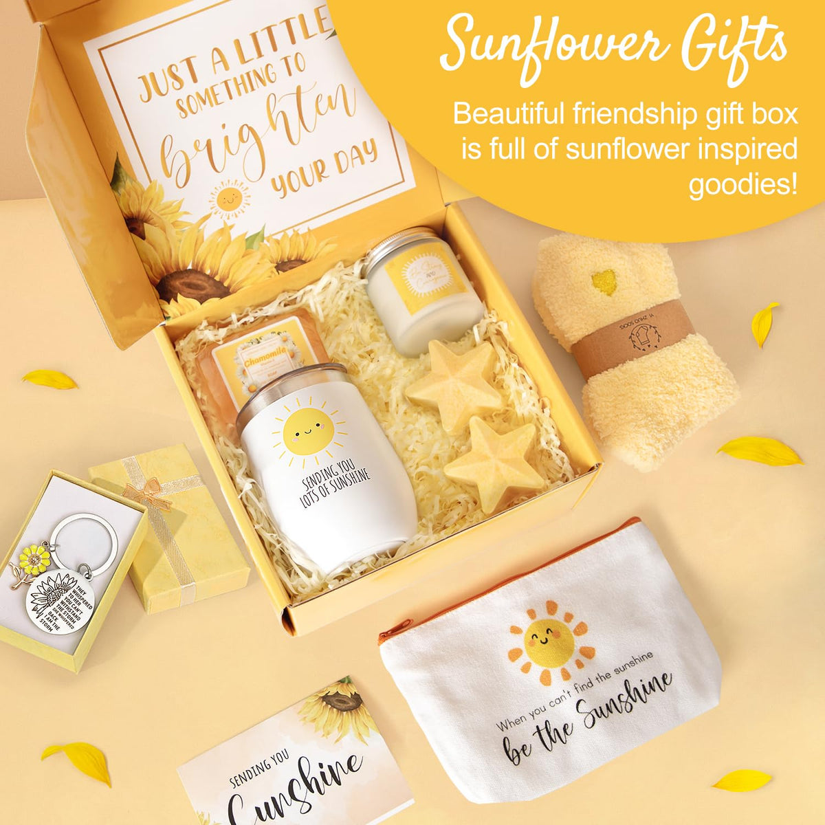 Close-up of 12oz tumbler with Sending you lots of sunshine message