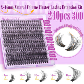 Close-up of 30D natural lash clusters in the kit