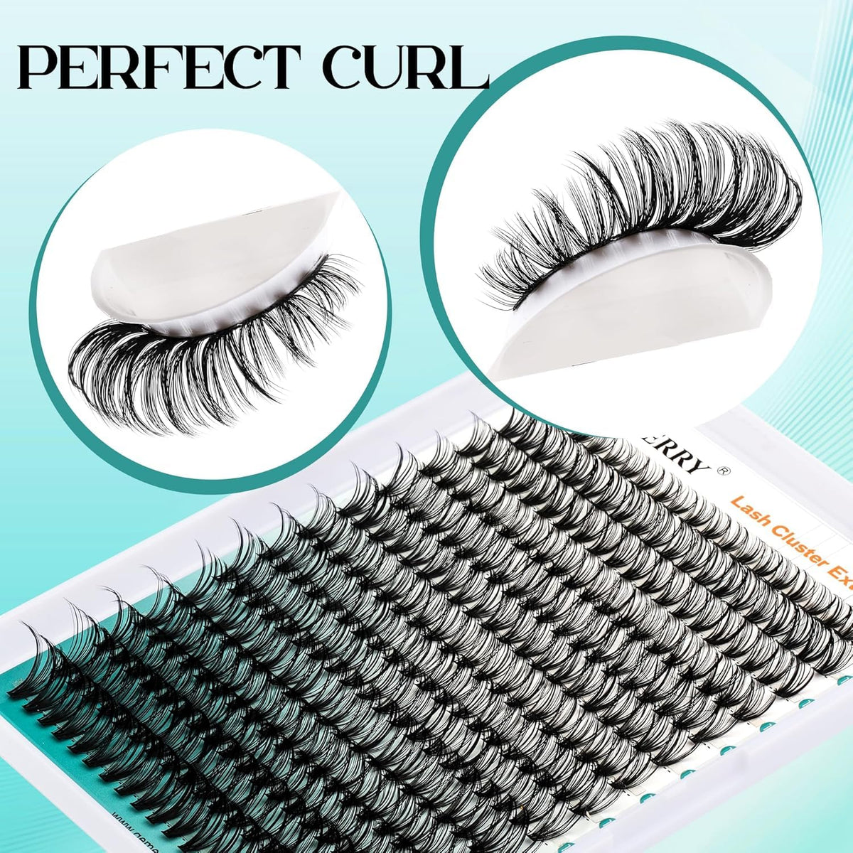 Close-up of 3D faux mink lash clusters in various lengths