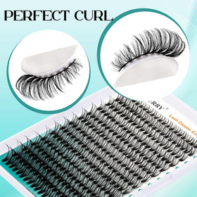 Close-up of 3D faux mink lash clusters in various lengths