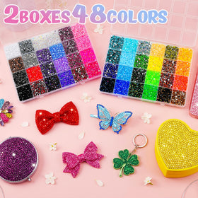 Close-up of 3mm jelly AB resin rhinestones in various colours