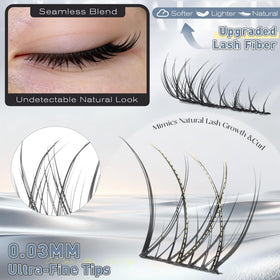 Close-up of 8-12mm wispy lash clusters