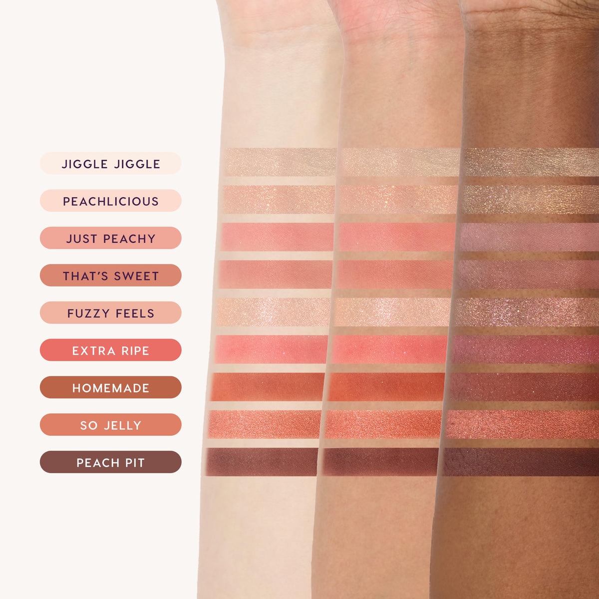 Close-up of a metallic shade from ColourPop Peach Jelly Palette