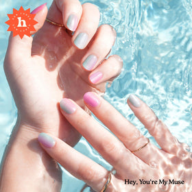 Close-up of a nail strip from heyhae Semi Gel Nail Strips