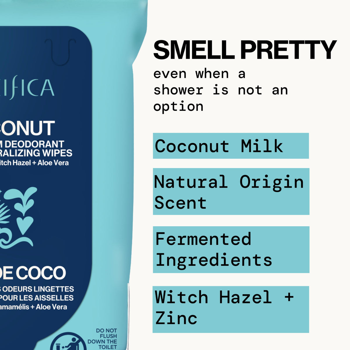 Close-up of a Pacifica Coconut Milk Deodorant Wipe