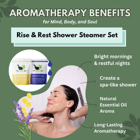 Close-up of a shower steamer with essential oils