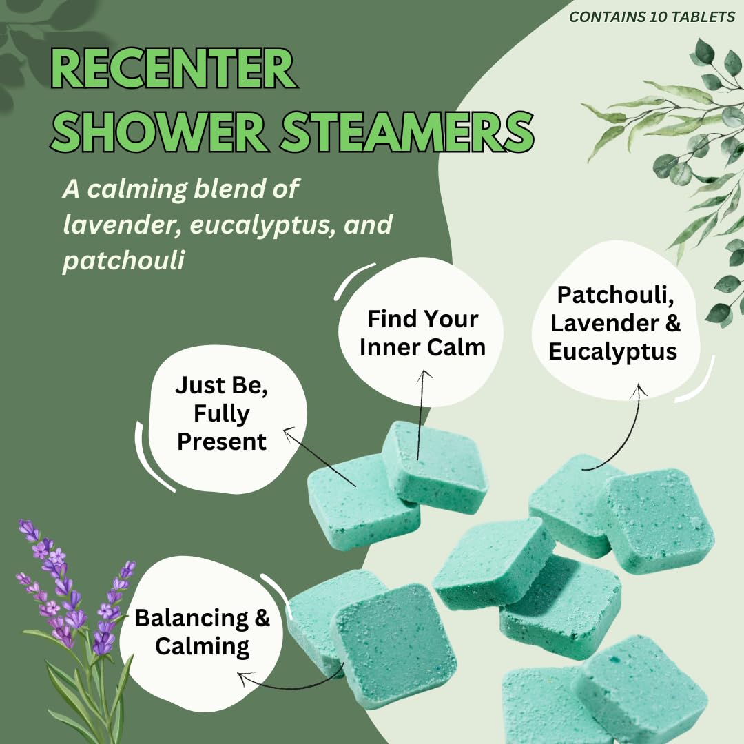 Close-up of a shower steamer with eucalyptus and lavender