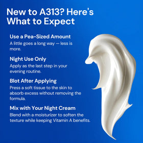 Close-up of A313 Night Cream texture on hand