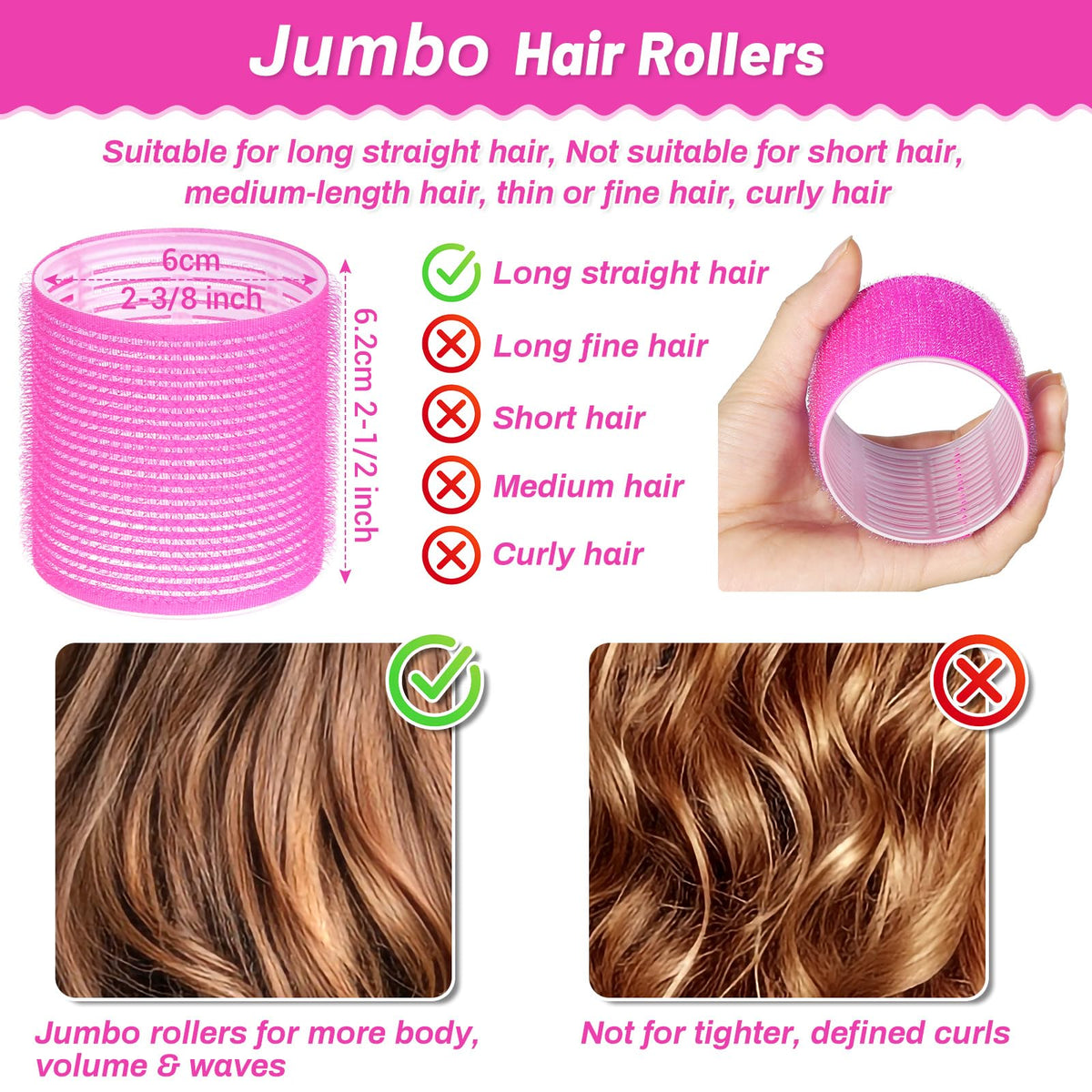 Close-up of Acejoz Jumbo Hair Roller showing 60mm size