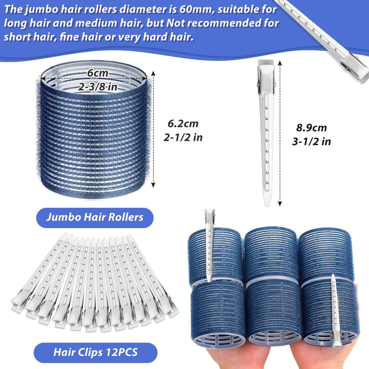 Close-up of Acejoz jumbo hair roller with stainless steel clip