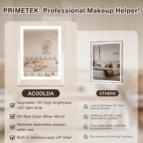 Close-up of Acoolda Lighted Makeup Mirror's brightness adjustment feature