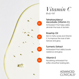 Close-up of Advanced Clinicals Vitamin C Brightening Body Oil bottle