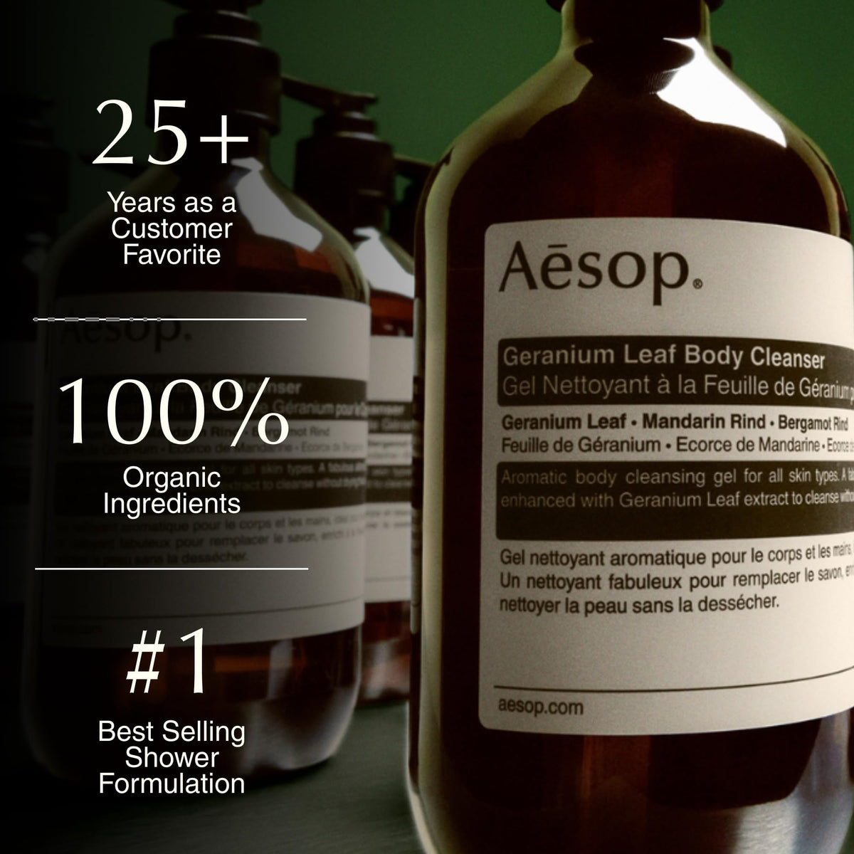 Close-up of Aesop Geranium Leaf Body Cleanser texture