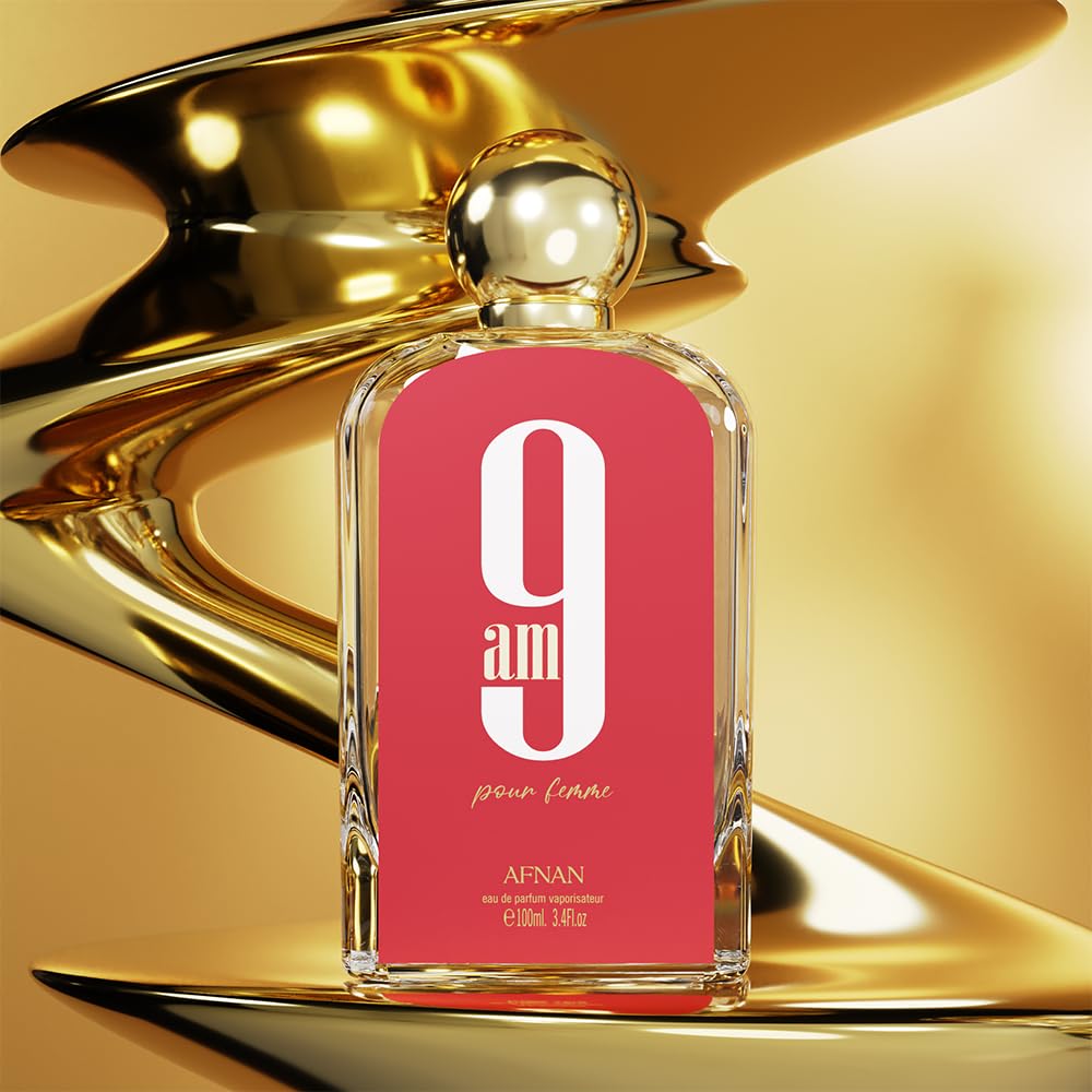 Close-up of Afnan 9 AM Pour Femme Eau De Parfum bottle