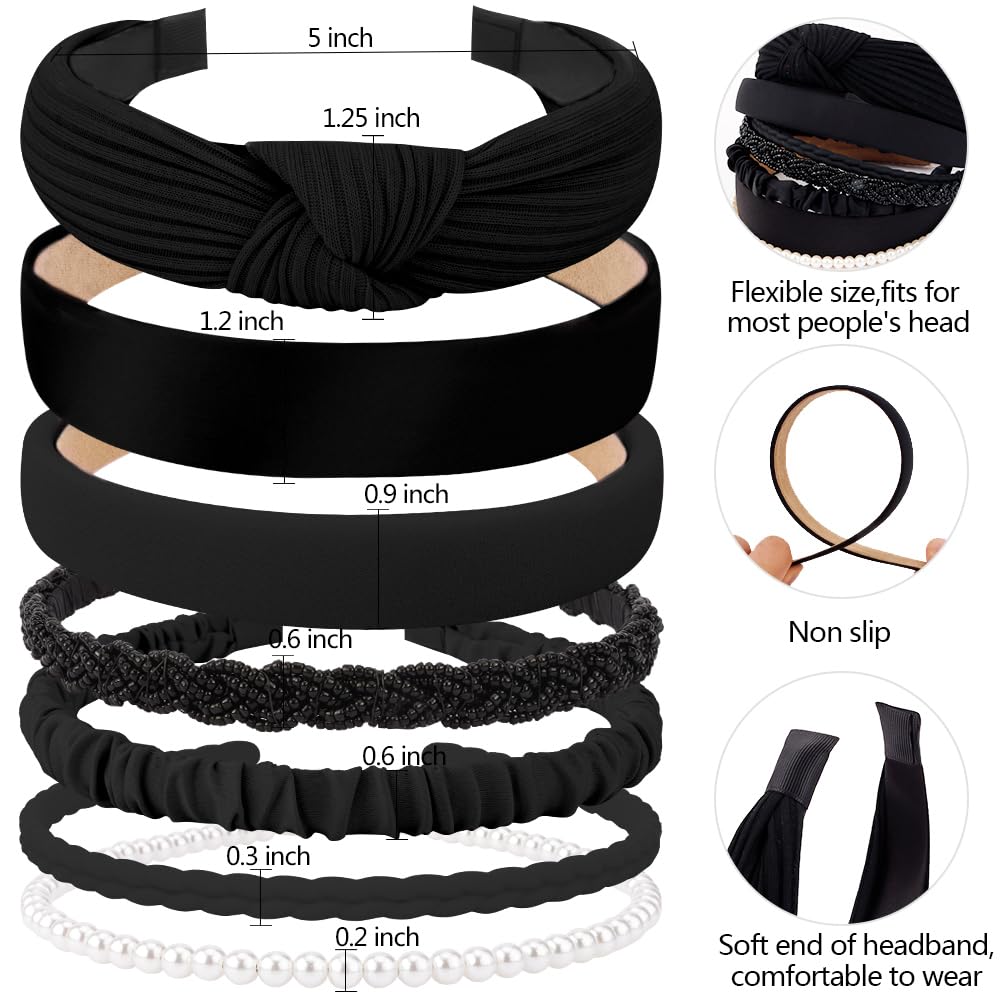 Close-up of AHONEY knotted headband in black