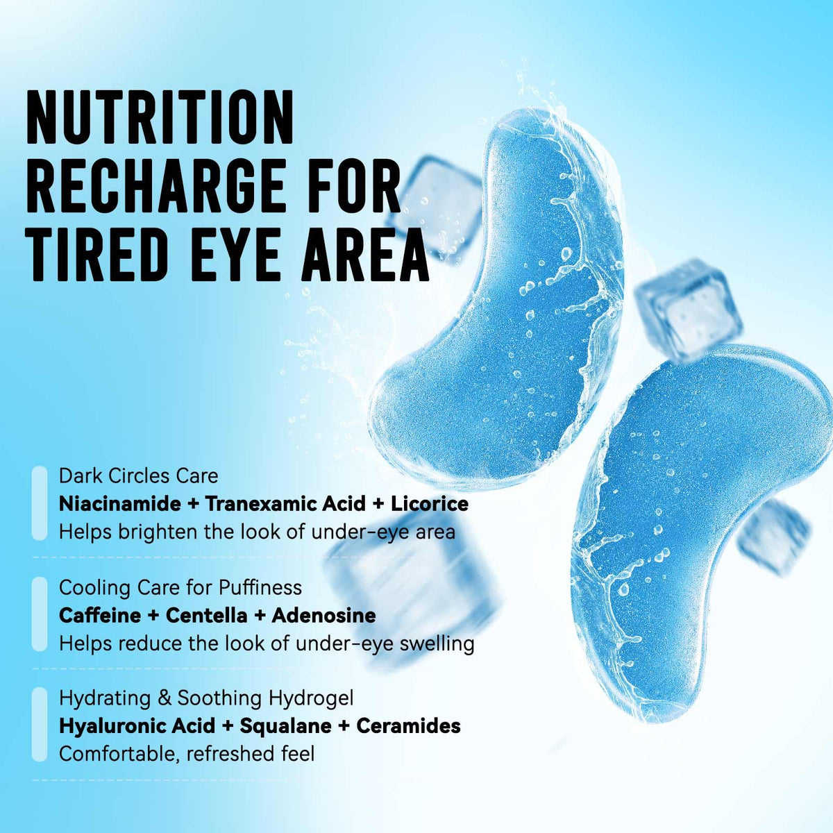 Close-up of AILEORY Under Eye Patches showing gel texture