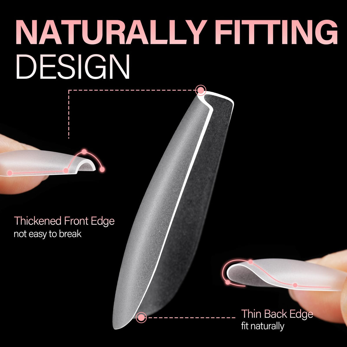 Close-up of AILLSA nail tips showing double-sided matte design