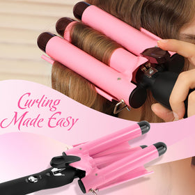 Close-up of Aleath 3 Barrel Curling Iron ceramic barrels
