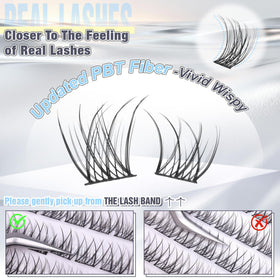 Close-up of ALICE C-curly lash clusters