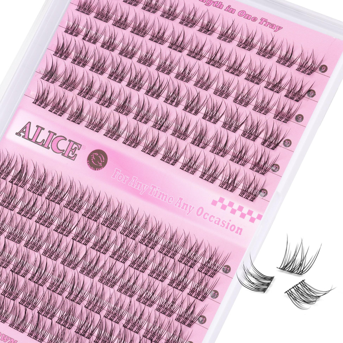 Close-up of ALICE lash clusters in various lengths