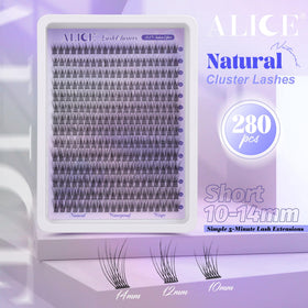 Close-up of ALICE Natural Lash Clusters showing soft fibers