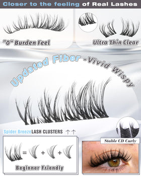 Close-up of ALICE spider lash clusters in various lengths