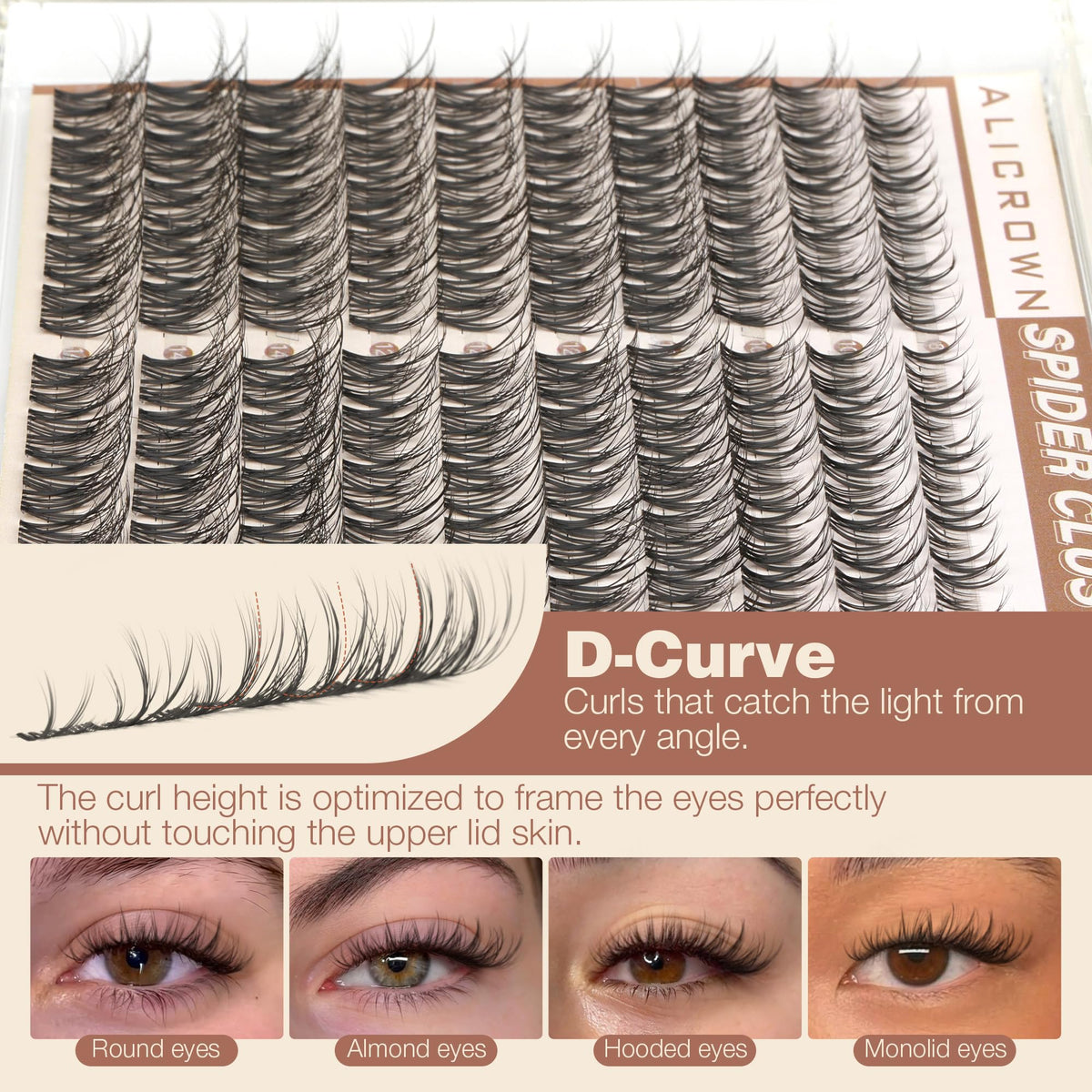 Close-up of ALICROWN HAIR Spider Lash Clusters showing invisible band