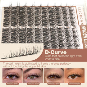 Close-up of ALICROWN HAIR Spider Lash Clusters showing invisible band