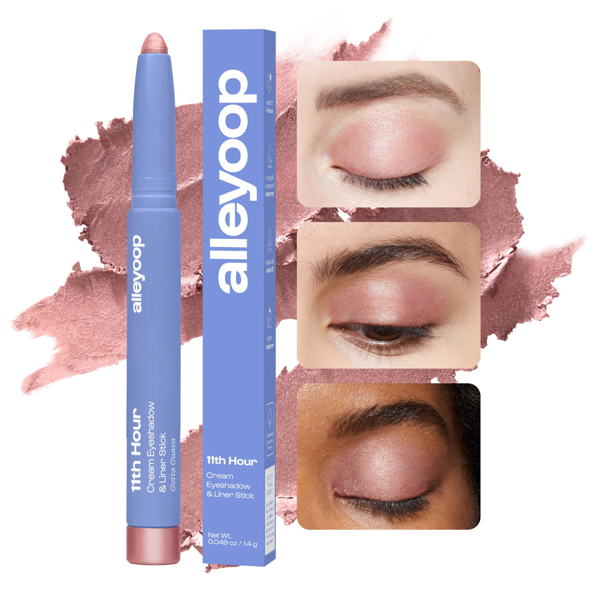 Close-up of ALLEYOOP 11th Hour Cream Eyeshadow Stick with cap off
