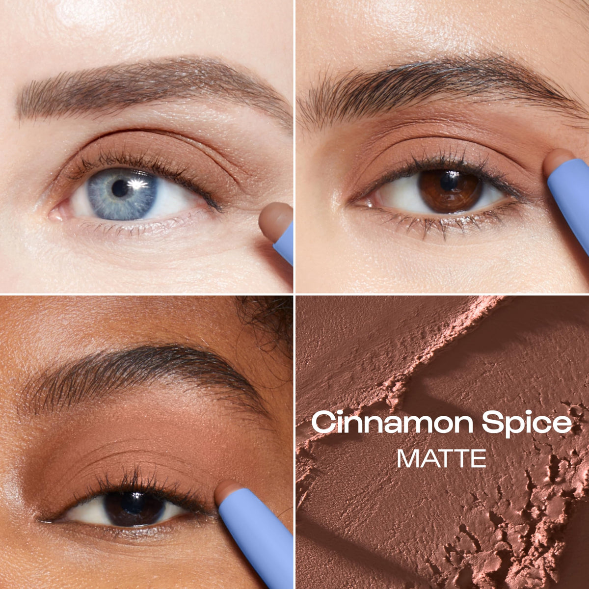 Close-up of ALLEYOOP Cream Eyeshadow Stick showing the cinnamon brown shade