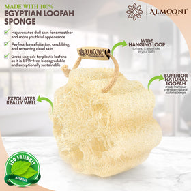 Close-up of ALMOONI natural loofah sponge texture