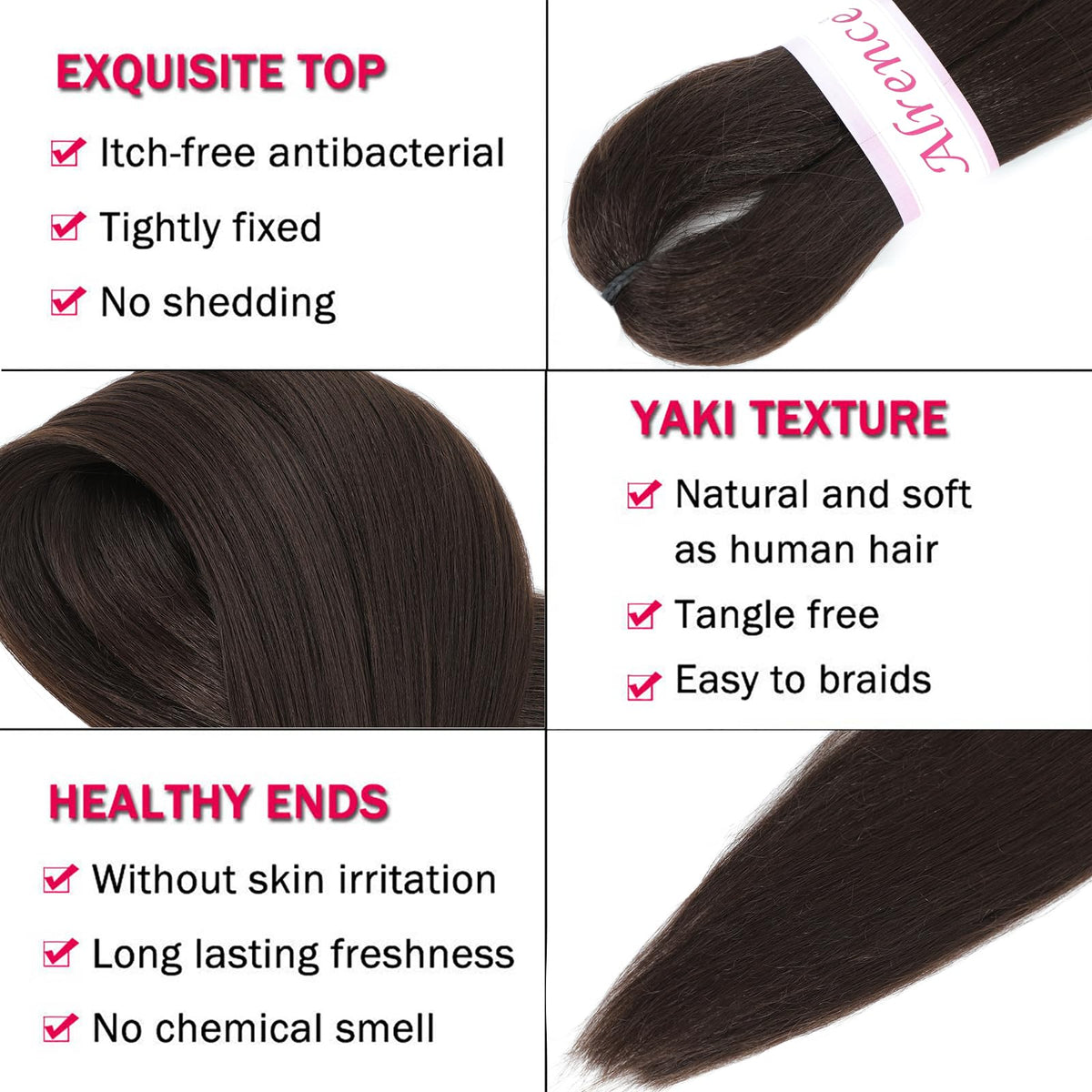 Close-up of Alrence braiding hair texture