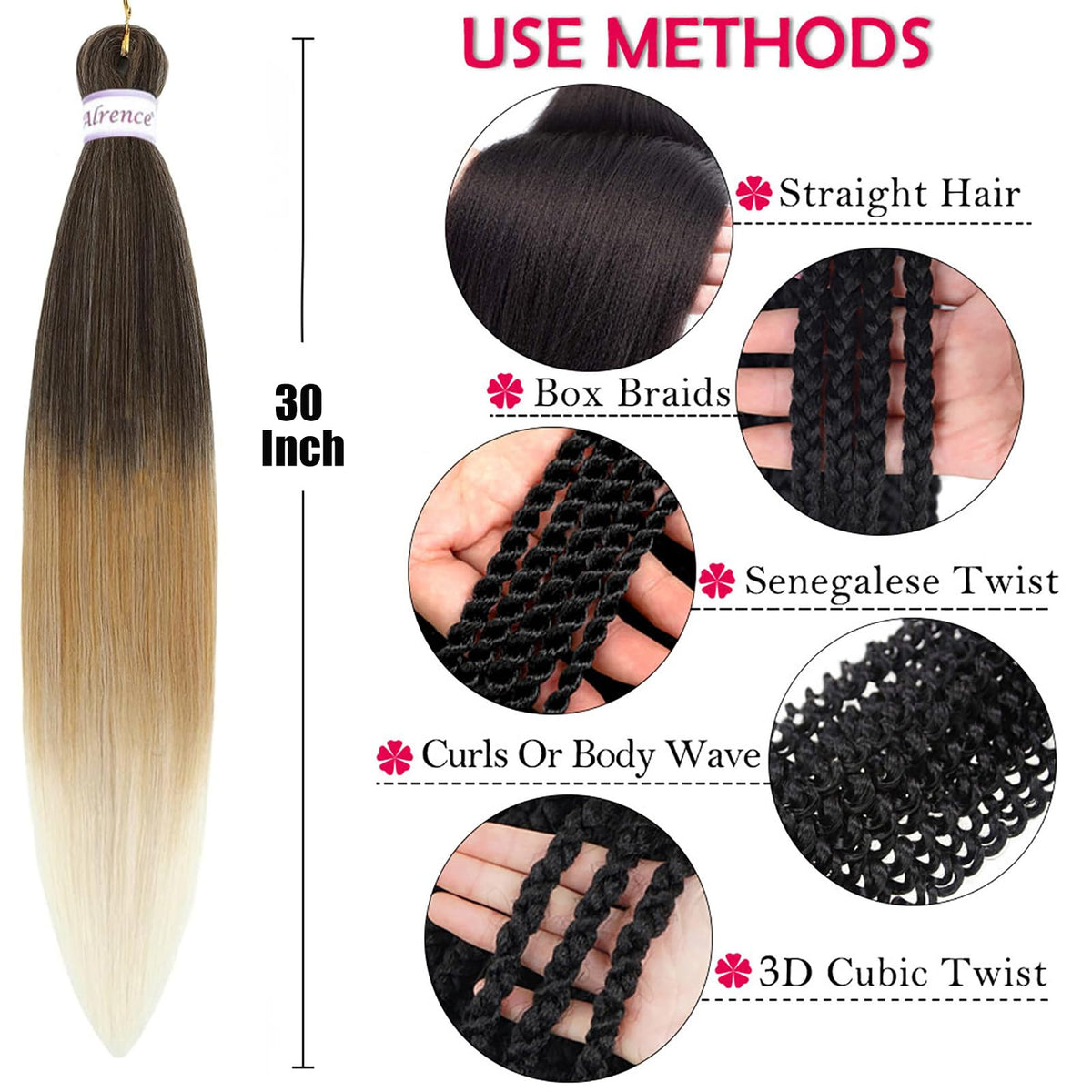 Close-up of Alrence braiding hair texture