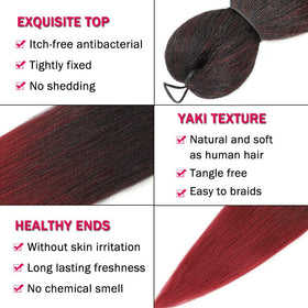 Close-up of Alrence Burgundy Red braiding hair texture