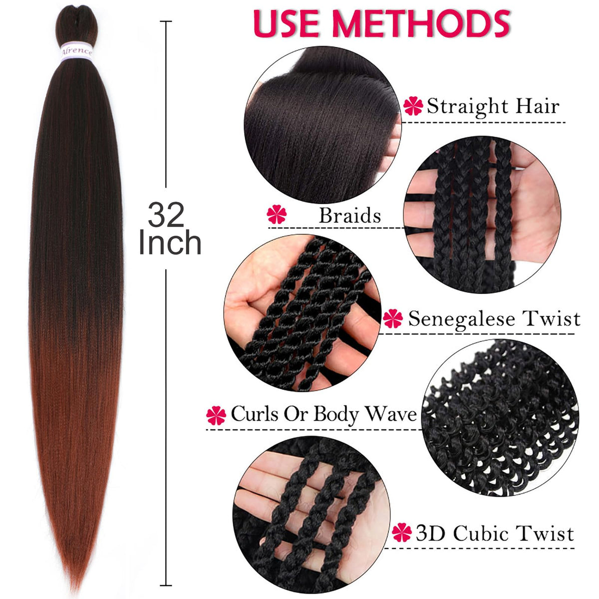 Close-up of Alrence Pre Stretched Braiding Hair texture