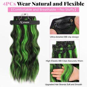 Close-up of ALXNAN clip-in hair extension clips and wefts