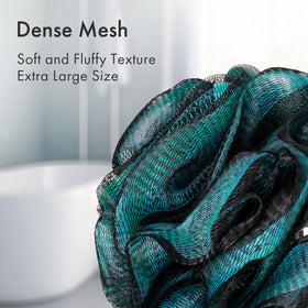 Close-up of AmazerBath Charcoal Loofah Sponge showing texture