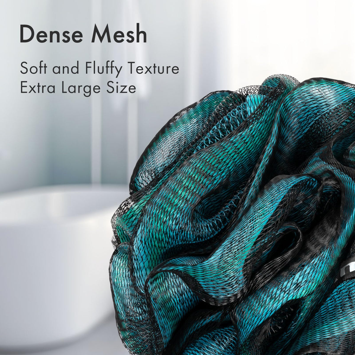 Close-up of AmazerBath Charcoal Loofah Sponge showing texture