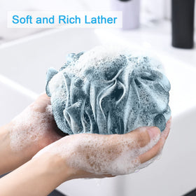Close-up of AmazerBath loofah sponge showing strong knotting design