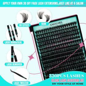 Close-up of AMZGIRL LASH D Curl individual lashes in various lengths