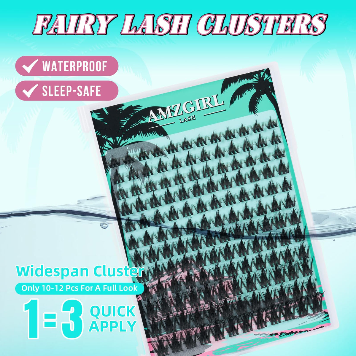 Close-up of AMZGIRL LASH Fairy Lash Clusters showing thin band