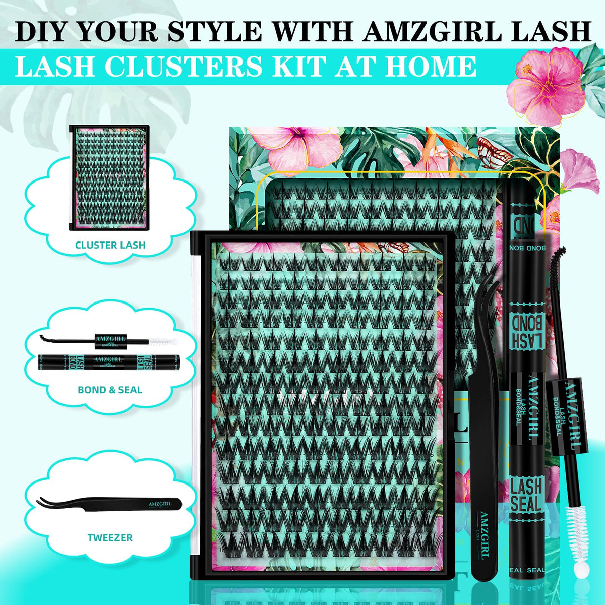 Close-up of AMZGIRL LASH lash tweezer included in kit