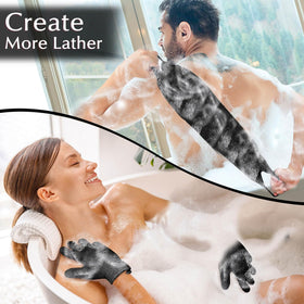 Close-up of Anezus bath gloves with nylon material