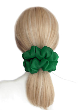 Close-up of AnnushkaHomeDecor Green Chiffon Scrunchie showing texture