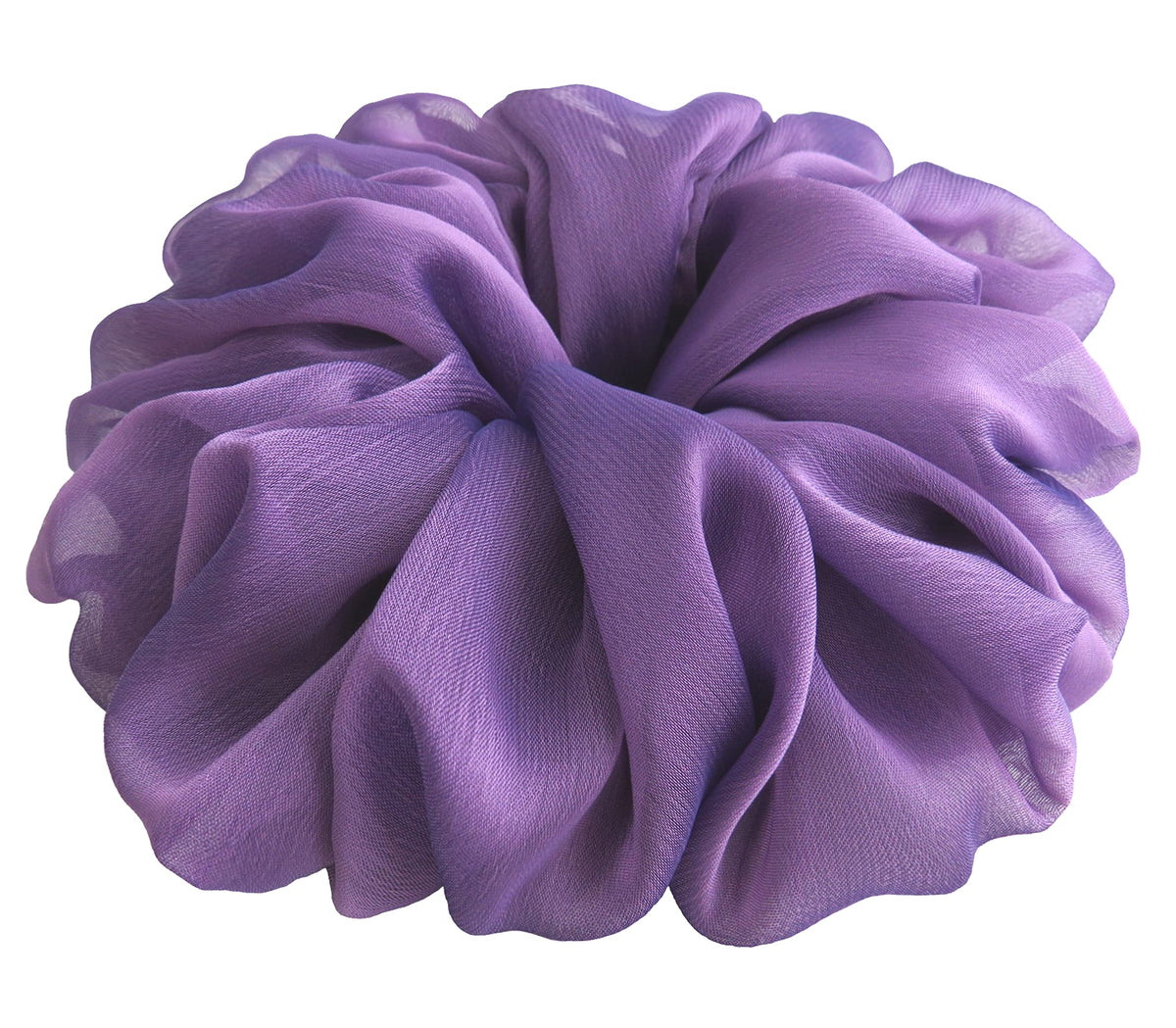 Close-up of AnnushkaHomeDecor scrunchie showing soft chiffon texture